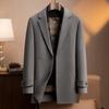 Bufanda de Otoño e Invierno Estilo Relleno de Plumón de Ganso Engrosada de Longitud Media Lana Lana de Doble Cara Ropa Exterior Cortavientos Chaqueta de Lana de Negocios para Hombre