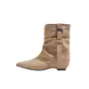 Botas ankle boots retrô versáteis de bico fino para mulheres, novo estilo de outono com fivela de cinto, design plissado, salto grosso, visual chique e ousado, perfeitas para combinar com calças