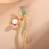 Broche com Acabamento de Luxo, Broche de Casaco Levemente Luxuoso, Acessório de Peito Moderno e Versátil para Mulheres, Cravejado com Zircônia, Acessório de Alfinete para Roupas