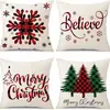 Funda de almohada navideña más vendida transfronteriza con estampado festivo de Papá Noel, funda de almohada para decoración del hogar, venta al por mayor directa del fabricante