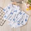 Ropa de casa de algodón puro de manga corta para niños, ropa de tres cuartos para aire acondicionado, pantalones cortos cropped para bebés y niñas de 1 a 6 años