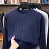 Otoño e Invierno Nuevo Suéter de Punto Trenzado para Hombre Cuello Redondo Moda Color Sólido Prendas de Punto Capa Base Venta al por Mayor de Fábrica