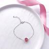 Pulseira Simples de Prata de Lei S925 Cristal Morango Fresco Pulseira Elegante de Contas Joias Femininas Presente Estudante