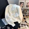 Suéter de Punto Dulce con Flores de Industria Pesada Japonesa para Mujer 2024 Nuevo Diseño Sentido Holgado Adelgazante Suave Cera Chaqueta