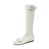 Chica Manga~ Botas Altas Delgadas con Lazo Otoño/Invierno 2026 Tacón Oculto Tacón Medio Punta Redonda Hebilla Botas Largas 42