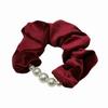 Anillo para el cabello de estilo coreano, elegante y suave, con perla para el intestino grueso, 2024, nuevo lazo para el cabello, tendón de goma, sentido avanzado, etiqueta dorada, cuerda para el cabello, tocado