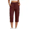 Calça Cargo Casual Lisa de Bolso de Viagem de Cintura Alta Reta Solta Cropped para Mulheres - Cruzamento Europeu e Americano Amazon