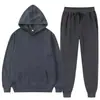 Moletom com Capuz de Lã Casual de Corte Amplo Tamanho Grande para Primavera e Outono do Sudeste Asiático Manga Longa Cor Sólida Conjunto Esportivo