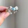 Anel de estrela do mar com pérola e zircônia estilo oceano, novo anel versátil de dedo indicador com abertura, joia com design de luxo leve estilo de férias