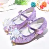Sapatos de Cristal para Meninas Salto Alto Sapatos de Princesa Celebridade da Internet Passarela Sapatos Infantis Combinando com Vestido Infantil Performance Sapatos de Couro Sapatos Infantis