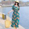 Nuevo Vestido de Algodón Puro y Seda para Mujer Verano 2026 con Cintura de Cordón, Vestido Bohemio Floral para Vacaciones en la Playa junto al Mar