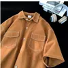 2026 Camisa Masculina de Manga Curta Estilo Japonês Verão Fina Branca Tipo Camisa Tendência Solta Jaqueta de Trabalho Dropshipping