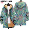 Chaqueta de Nuevo Estilo Transfronteriza con Elementos de Patrón Multicolor, Cárdigan con Capucha y Cremallera 87, Abrigo de Algodón Polar Espeso de Invierno con Forro Amarillo