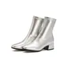 Botas Martin versátiles para mujer de suela blanda de goma, ligeras y de tacón medio, para otoño e invierno, botas cortas de cuero para mujer en tallas grandes, con punta cuadrada y diseño sin cordones