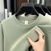 Moletom Masculino Outono Inverno Nova Temporada Descente Algodão Gola Redonda Pulôver Cor Sólida Manga Longa Casual Versátil Solto Camada Base Top