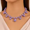 Colar de pérolas brancas para mulheres, estilo vintage francês, luxo leve, sensação de alta qualidade, corrente curta para clavícula, gargantilha elegante, acessório de presente de aniversário
