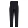 Pantalones Harem de Toma Real para Mujer 2026 Primavera Otoño Nuevos Pantalones de Traje Adelgazantes de Pierna Pequeña Pantalones Casuales Negros