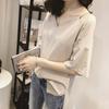 Verano Nuevo Cuello en V Tirantes Talla Grande Mujer Holgado Chicas Gorditas Sencillo Manga Corta Color Sólido Camiseta Base para Mujer Tendencia Top