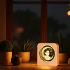 Luminária de Mesa Criativa de Cristal Luminoso com Artesanato de Gravação Interna 3D, Decoração de Base de Madeira, Presente, Presente de Aniversário