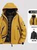 Chaqueta Azul Deportiva para Exteriores Tres en Uno Ropa de Abrigo para Mujer Ropa de Montañismo para Hombre Impermeable Cortavientos con Capucha Ropa de Protección contra el Frío para Esquí
