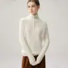 Kangsaixi Retro Casual Tejido 100% Cachemira Pura Suéter Base de Punto Trenzado con Media Cremallera Engrosado Versátil para Mujer
