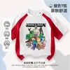 Camiseta de Verão Fina Minecraft para Meninos Manga Curta Tendência Versátil Top Infantil Meia-Manga