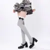 Meias de renda Lolita com cano alto para primavera e outono com fita de laço meias de cano alto estilo ballet branco meias de cano médio jk