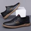Zapatos Casuales de Cuero para Hombre, Transpirables, Cómodos, Ligeros, Zapatos de Moda, Zapatos de Cuero Versátiles sin Cordones con Suela Suave, Zapatos para Hombre Transfronterizos
