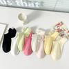 Meias Cano Baixo Femininas Cor Doce Orelhinhas Primavera Verão, Cor Sólida, Calcanhar Antiderrapante, Anti-Pilling, Absorventes de Suor, Desodorantes para Mulheres