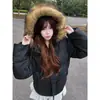 Otoño e Invierno 2025 Estilo Callejero Americano Forrado de Felpa Engrosado Hombres y Mujeres Cálida Suelta Cuello de Piel Chaqueta de Algodón Ins Ropa de Trabajo