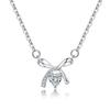 Love Rocky s925 Prata Rosto Laço Diamante Coração-em Forma Senhoras Doce Clavícula Corrente Pequeno Colar Fresco D9590