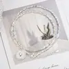 Colar Coração de Pérola Prateada Triturada 2023 Novo Tendência Fashionável Temperamento Individual Estilo Explosivo Colar Super Brilhante Acessórios Femininos
