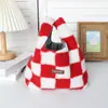 Bolso de Mano Retro de Felpa para Otoño e Invierno, Bolso de Muñeca Moderno y Casual, Bolso de Compras Portátil, Bolso Pequeño de Lona Versátil