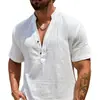 Camisa Transpirable de Color Sólido de una Sola Capa con Cuello Alto de Manga Corta para Hombre Transfronteriza Europea y Americana Moda Masculina 2025 Camisa de Color Sólido Simple
