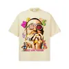 Camiseta de Manga Corta con Estampado de Hip Hop Rap Comercio Exterior Transfronterizo Artículos en Stock Cuello Pequeño Lavada Antigua Cuello Redondo Manga Corta Top de Moda