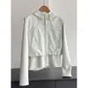 2026 nuevo estilo chaqueta deportiva y de ocio de imitación de dos piezas abrigo corto sudadera con capucha de cremallera cárdigan corto venta al por mayor H03BW082