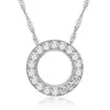 Colgante de Plata de Ley 925 Colgante Individual Simple Elegante Corte Redondo Hueco Estilo K Cadena Corta para Clavícula de Mujer Colgante de Diamante Microincrustado