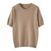 Blusa de tricô feminina, respirável, com estampa floral, ombro a ombro, casual, caimento justo, solta, gola redonda, manga curta, versátil, top para cross-border