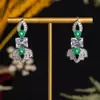 Brincos Florais Geométricos com Zircônia, Design Luxuoso, Brincos Versáteis de Alta Qualidade para Mulheres Venda por Atacado