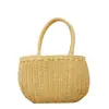 Bolso de Mano Tejido Estilo Bosque Simple Nuevo Primavera Bolso de Paja Cierre de Cordón Lindo Bolso de Playa
