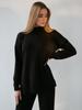 Explosiones 2024 suéter de mujer europeo y americano de hendidura transfronterizo de otoño e invierno cuello alto suave moda casual traje de suéter