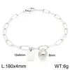 Pulsera Cuadrada de Moda con Letras Inglesas (26), Cadena Sencilla Tipo Clip Estilo Ins, Bola Redonda, Acero de Titanio Chapado en Oro de 18K