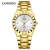 Reloj de Pareja de Lujo Ligero Longbo, Modelo Popular de Comercio Exterior, Versión Incrustada de Diamantes, Regalo de San Valentín, Reloj de Cuarzo para Hombres y Mujeres