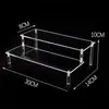 Suporte de Exibição em Acrílico, Suporte Escada para Miniaturas, Ornamento de Mesa para Bonecas Pop Mart, Suporte Transparente para Exibição de Sobremesas e Joias