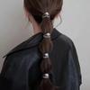 Sencilla Cuerda para el Cabello de Cuentas Redondas Doradas y Plateadas Sentido Avanzado Banda Elástica para el Cabello Banda para el Cabello Cuerda para el Cabello Sin Daño Cuerda Accesorios para el Cabello Vintage