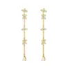 Pendientes de Ganchillo para Oreja con Borla de Cadena de Plata de Ley S925, Pétalo y Diamante, Estilo Ins, Pendientes de Venta Caliente Japoneses y Coreanos, Diseño de Alta Gama