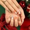 Uñas Portátiles de Navidad Copo de Nieve Amor Brillo Manicura Uñas Postizas Cortas Almendra Mariposa Uñas Largas Europeas y Americanas Venta al por Mayor