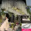 Accesorios de Techo para Bodas Marco de Cristal Bastidor de Cuentas de Posicionamiento Anillo Redondo Forma de Arco Decoración Superior para Lugar de Boda en Hotel