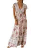 Transfronteiriço Amazon Aliexpress 2026 Moda Feminina Europeia e Americana Nova V-Neck Fenda Sexy Vestido Estampado Atacado