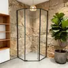 Fabricantes Sala de Banho de Vidro Personalizada em Formato de Diamante 900mm Preto Fosco Puxador Longo Porta de Correr Divisória Banheiro